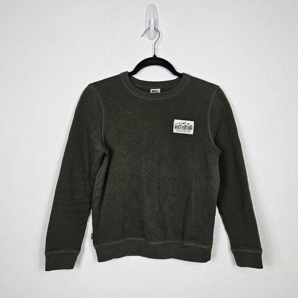REI Co-op Patch Crew Neck Sweatshirt in Dark Green Kids Size Large